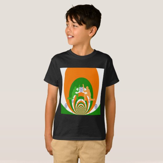 India Cricket Spirit Abstract Design T-shirt (Voorkant volledig)