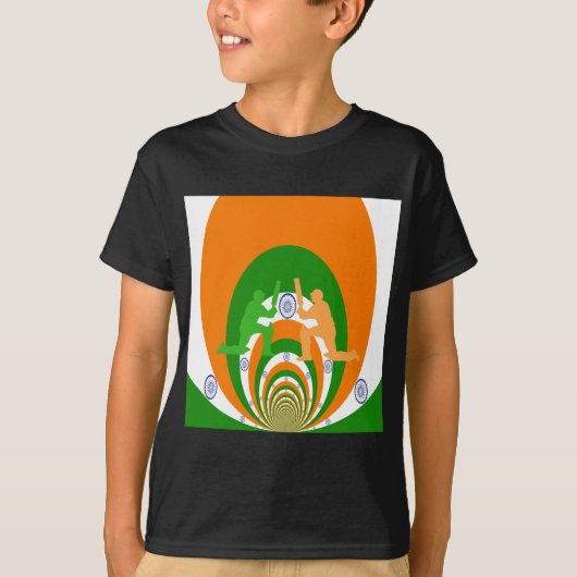 India Cricket Spirit Abstract Design T-shirt (Voorkant)