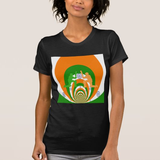 India Cricket Spirit Abstract Design T-shirt (Voorkant)