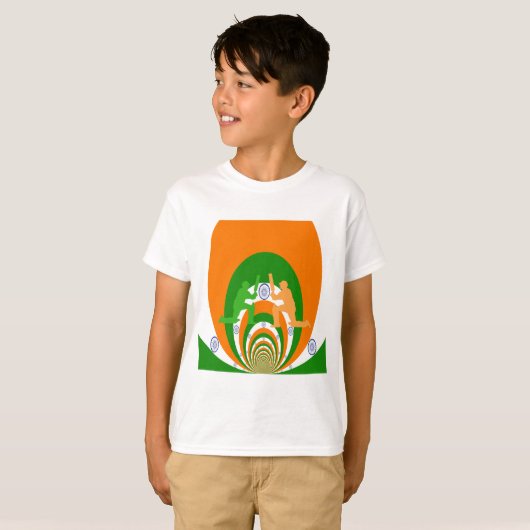 India Cricket Spirit Abstract Design T-shirt (Voorkant volledig)