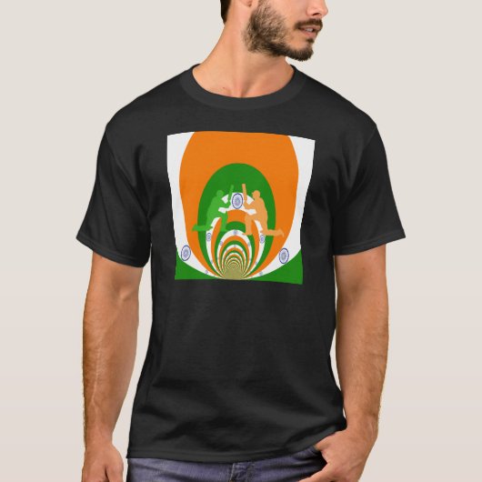 India Cricket Spirit Abstract Design T-shirt (Voorkant)