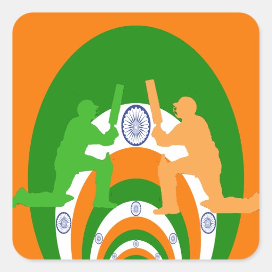 India Cricket Spirit Abstract Design Vierkante Sticker (Voorkant)