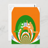 India Cricket Spirit: Abstract Ontwerp Briefkaart (Voorkant / Achterkant)