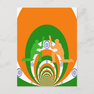 India Cricket Spirit: Abstract Ontwerp Briefkaart