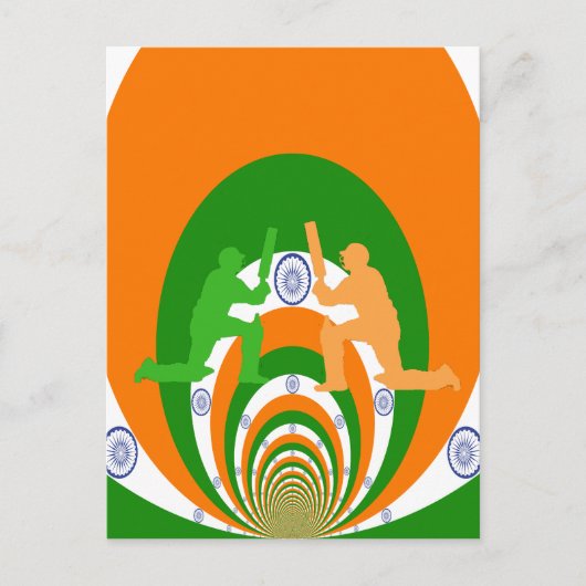 India Cricket Spirit: Abstract Ontwerp Briefkaart (Voorkant)