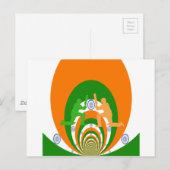India Cricket Spirit: Abstract Ontwerp Briefkaart (Voorkant / Achterkant)