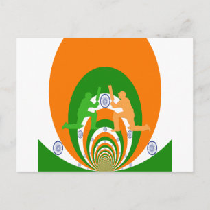 India Cricket Spirit: Abstract Ontwerp Briefkaart
