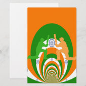 India Cricket Spirit: Abstract Ontwerp Briefpapier (Voorkant / Achterkant)
