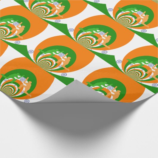 India Cricket Spirit: Abstract Ontwerp Cadeaupapier (Hoek)