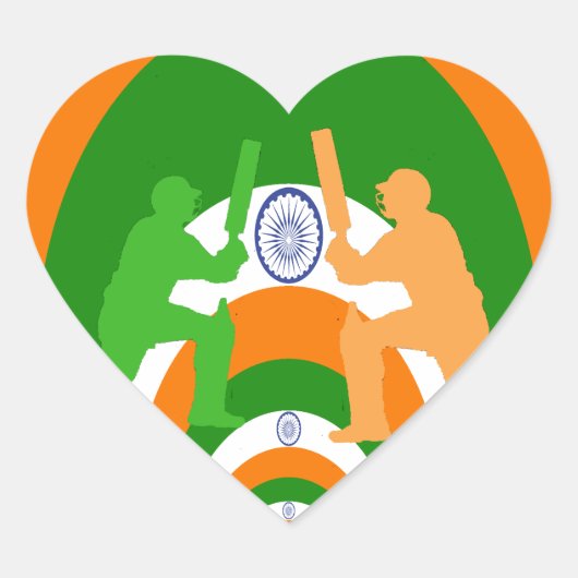 India Cricket Spirit: Abstract Ontwerp Hart Sticker (Voorkant)