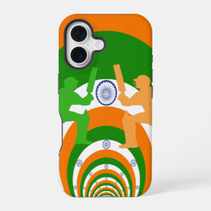India Cricket Spirit Abstract Ontwerp iPhone 16 Hoesje
