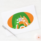 India Cricket Spirit: Abstract Ontwerp Ovale Sticker (Envelop)