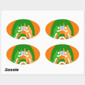 India Cricket Spirit: Abstract Ontwerp Ovale Sticker (Vel)