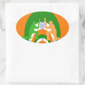India Cricket Spirit: Abstract Ontwerp Ovale Sticker (Tas)