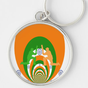India Cricket Spirit Abstract Ontwerp Sleutelhanger