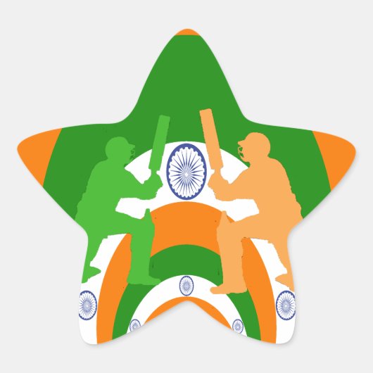 India Cricket Spirit: Abstract Ontwerp Ster Sticker (Voorkant)