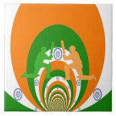 India Cricket Spirit: Abstract Ontwerp Tegeltje (Voorkant)