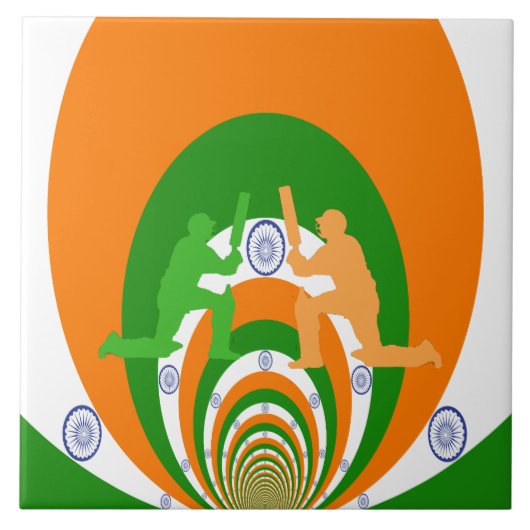 India Cricket Spirit: Abstract Ontwerp Tegeltje (Voorkant)