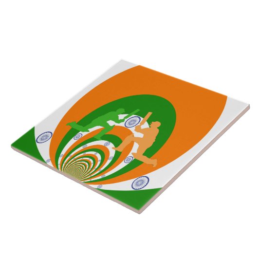 India Cricket Spirit: Abstract Ontwerp Tegeltje (Zijkant)