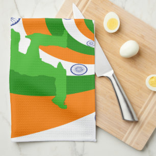 India Cricket Spirit: Abstract Ontwerp Theedoek