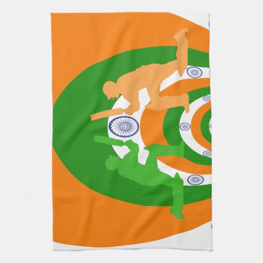 India Cricket Spirit: Abstract Ontwerp Theedoek (Verticaal)