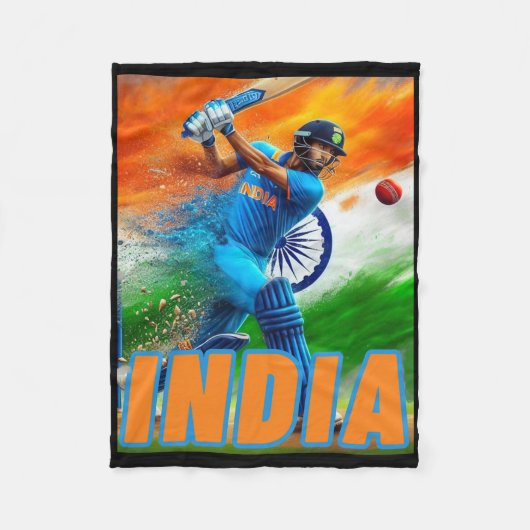 India Cricket Supporters Jersey - Indian Cricket F Fleece Deken (Voorkant)
