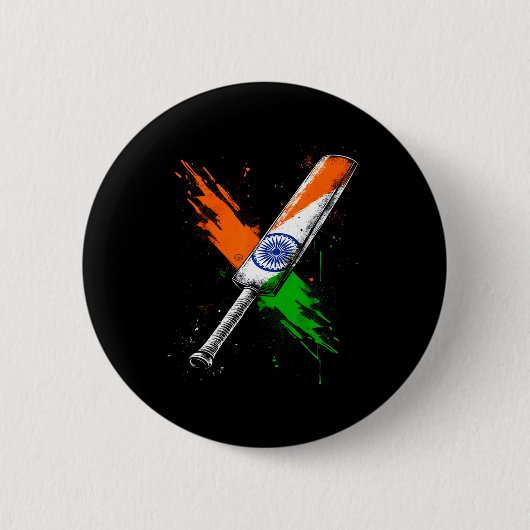 India Cricket T Cricket Krijger Britse Vlag Crick Ronde Button 5,7 Cm (Voorkant)