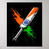 India Cricket T Cricket Warrior British Flag Crick Poster (Voorkant)