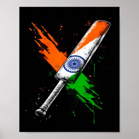 India Cricket T Cricket Warrior British Flag Crick Poster (Voorkant)