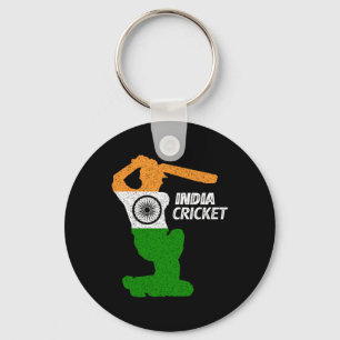 India Cricket Tsman Grensschot Met Indiase Vlag Sleutelhanger
