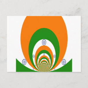 India Driekleur van een zeer diep saffraan, wit GR Briefkaart