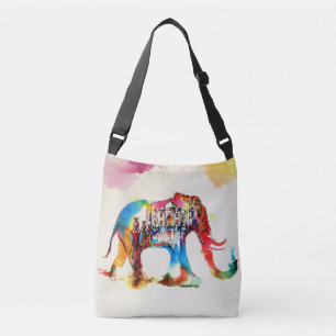 India Elephant Vintage Travel Love Waterverf Crossbody Tas