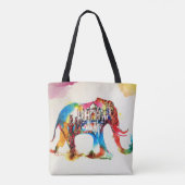 India Elephant Vintage Travel Love Waterverf Tote Bag (Achterkant)