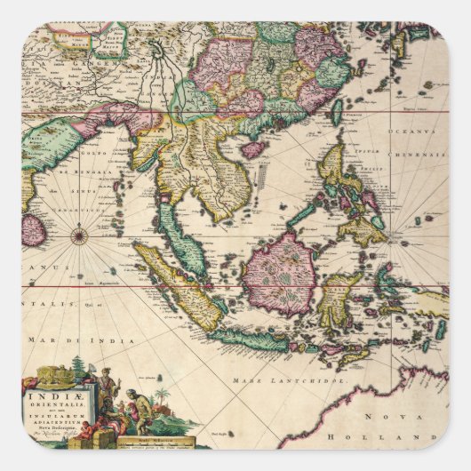 India en Ceylon naar Australië Vierkante Sticker (Voorkant)