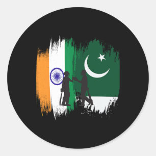 India En Pakistan Cricketland Patriottisch Cadeau  Ronde Sticker