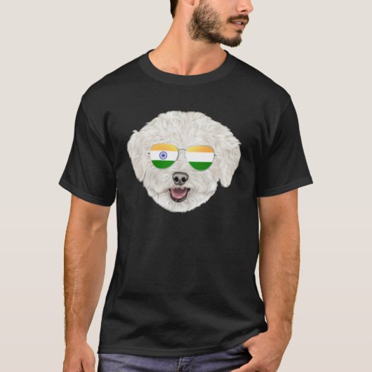 India Flag Bichons Frise Dog India Pocket T-shirt (Voorkant)