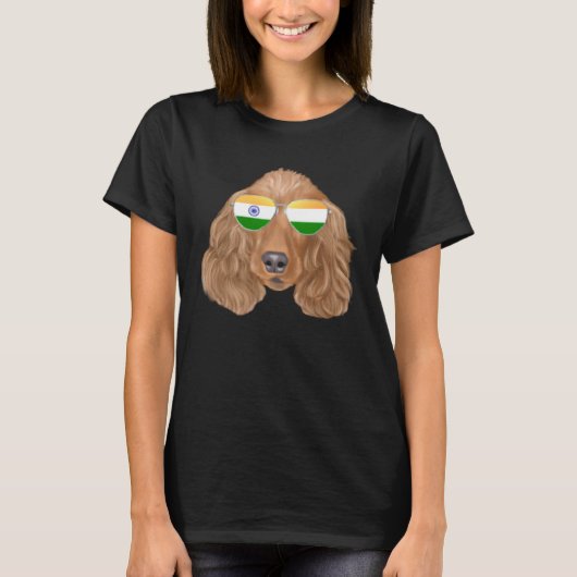India Flag Cocker Spaniel Dog India Pocket T-shirt (Voorkant)