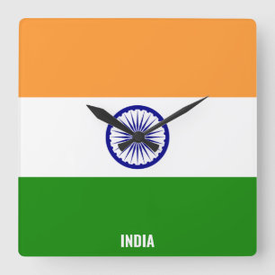 India Flag Dazzling Patriotic Square Vierkante Klok