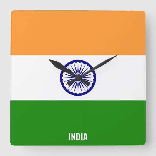 India Flag Dazzling Patriotic Square Vierkante Klok (Voorkant)