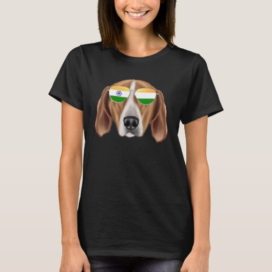 India Flag English Foxhound Dog India Pocket T-shirt (Voorkant)