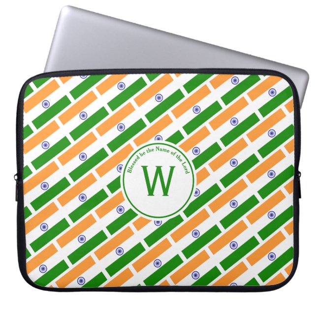 INDIA FLAG Gepersonaliseerd Scripts Stijlvol INDIA Laptop Sleeve (Voorkant)