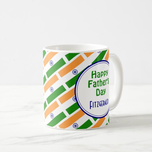 INDIA FLAG Happy Vaderdag Gepersonaliseerd scripts Koffiemok (Voorkant rechts)