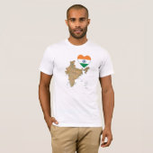 India Flag Hart en Kaart T-Shirt (Voorkant volledig)