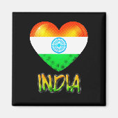 India Flag Heart Cutout Magneet (Voorkant)