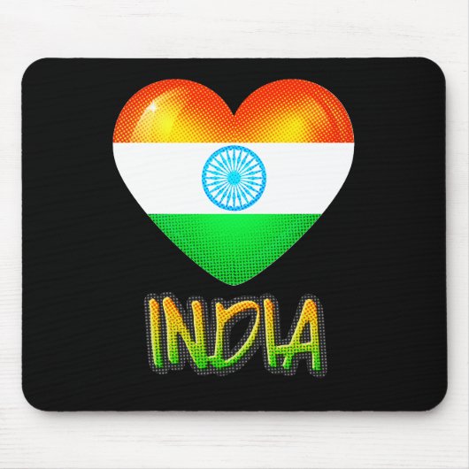 India Flag Heart Cutout Muismat (Voorkant)