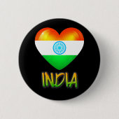 India Flag Heart Cutout Ronde Button 5,7 Cm (Voorkant)