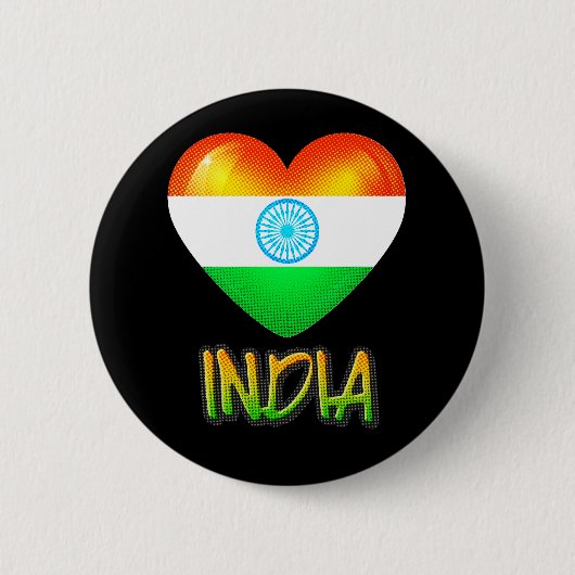 India Flag Heart Cutout Ronde Button 5,7 Cm (Voorkant)