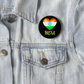 India Flag Heart Cutout Ronde Button 5,7 Cm (In situ)