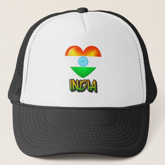 India Flag Heart Cutout Trucker Pet (Voorkant)