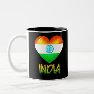 India Flag Heart Cutout Tweekleurige Koffiemok